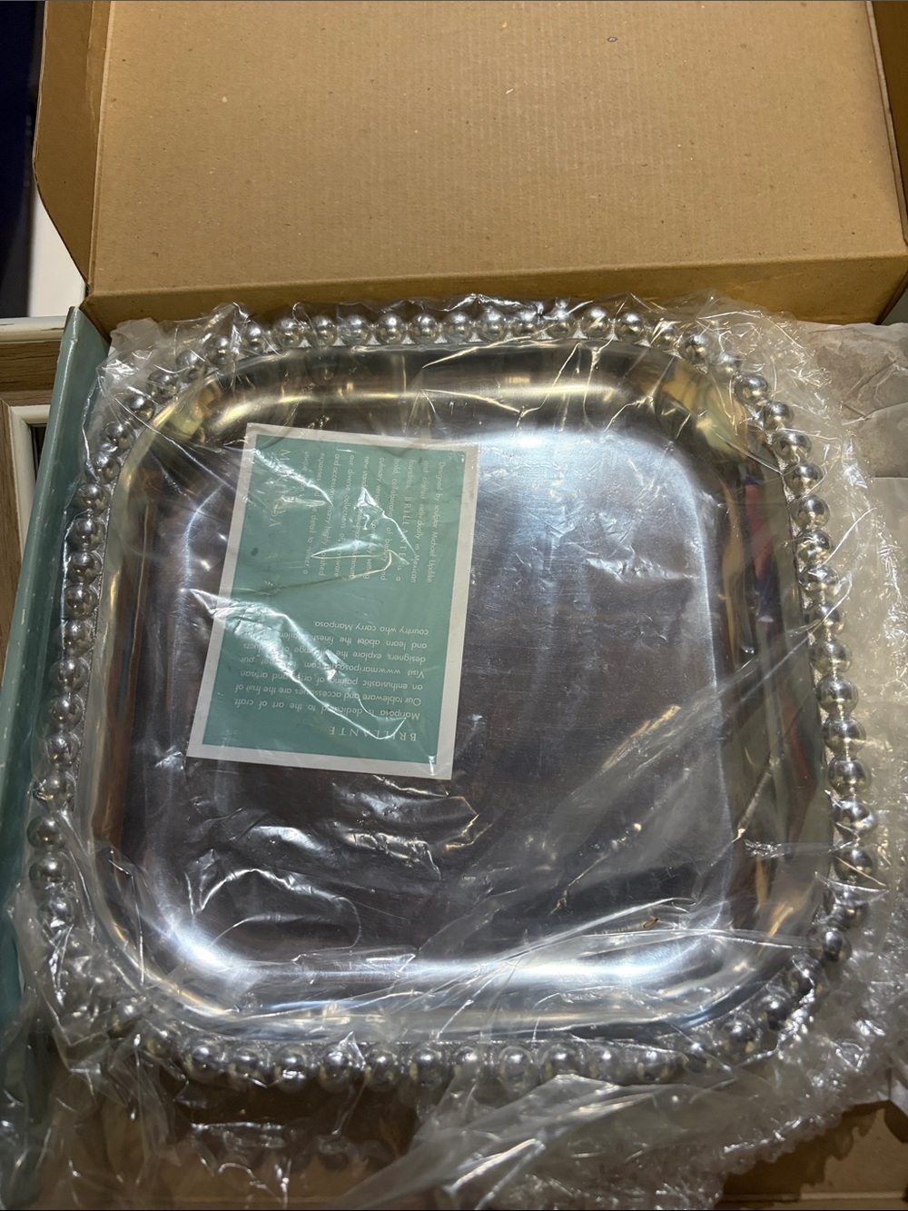 Mariposa Pearled Square Platter